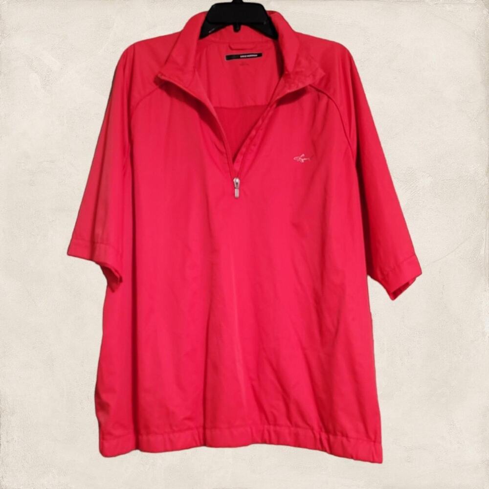 Greg Norman Red Golf Windbreaker 1/4 Zip Pullover Short Sleeve Jacket XL